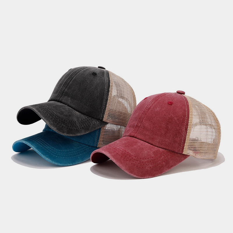 Trucker Cap Mesh - 빈티지 워싱 데님 메쉬 백 트러커