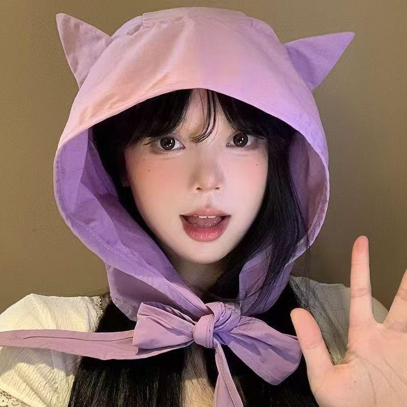 Visor Sun Hat - 귀여운 고양이 귀 햇빛 가리개 얇은