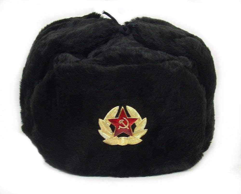 Trapper Hat Ear Flap - 러시아 모자 소련군 군사 배지 남녀
