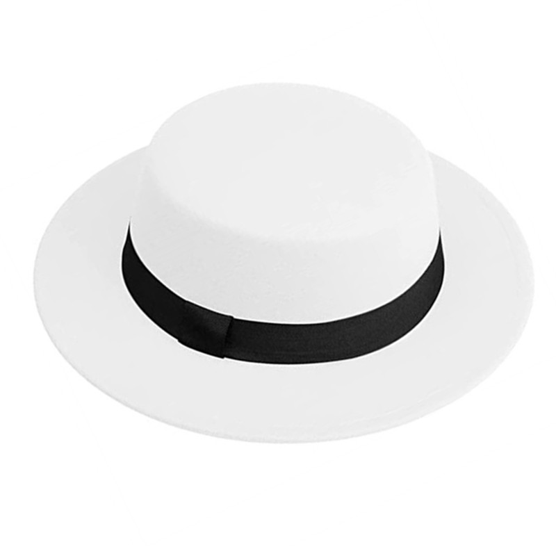 Fedora Hat Wool - 남녀 공용 흰색 페도라 모자 플랫