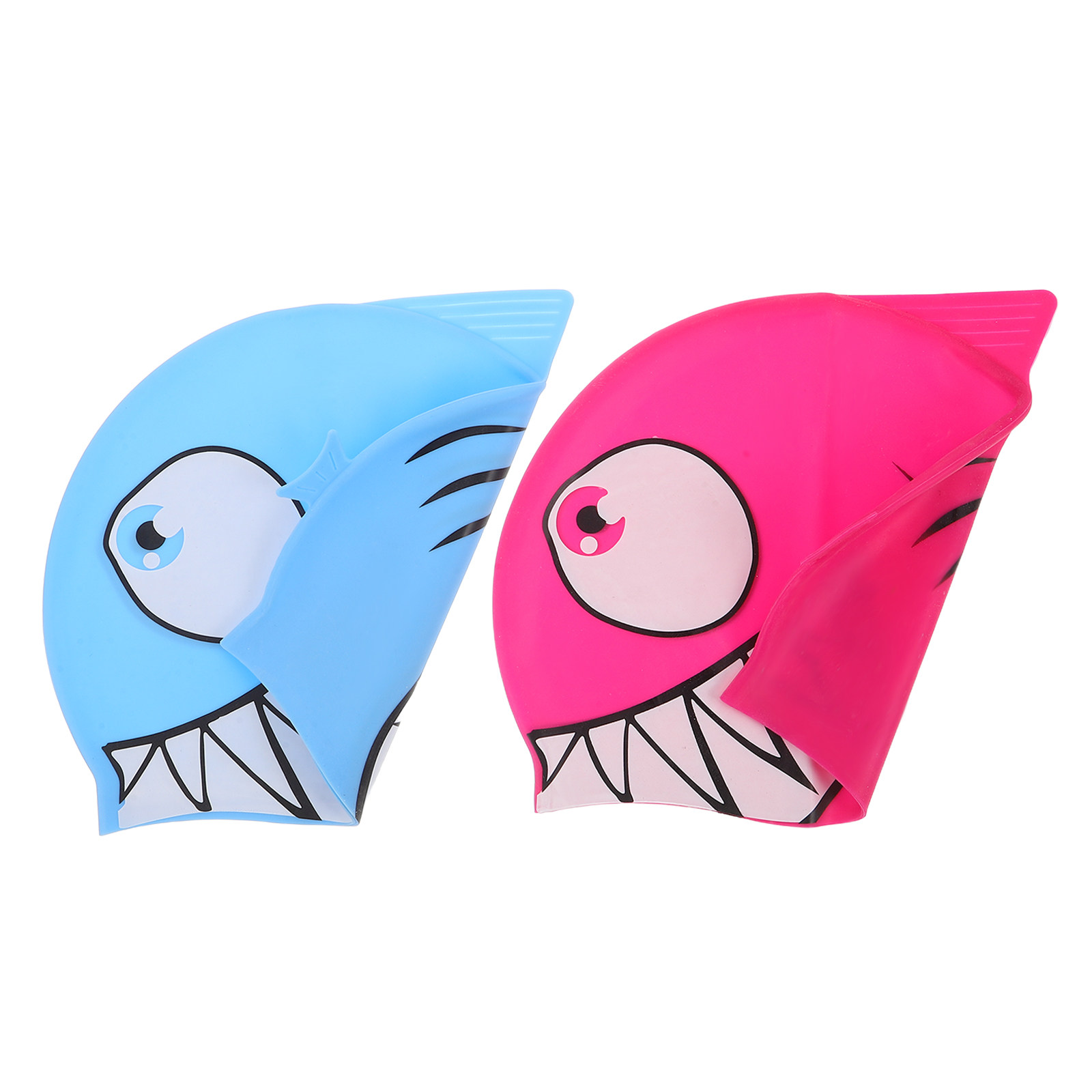 Swim Hat Silicone - 2Pcs 실리콘 수영 모자 만화 물고기