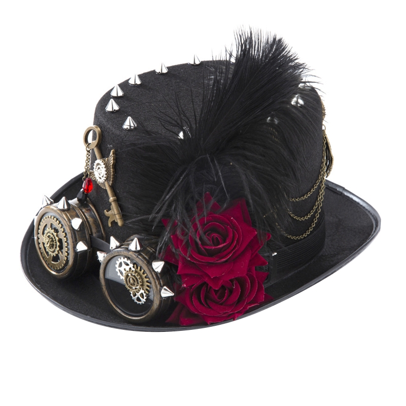 Fedora Hat Wool - Y166 빈티지 Steampunk 모자 탑 모자