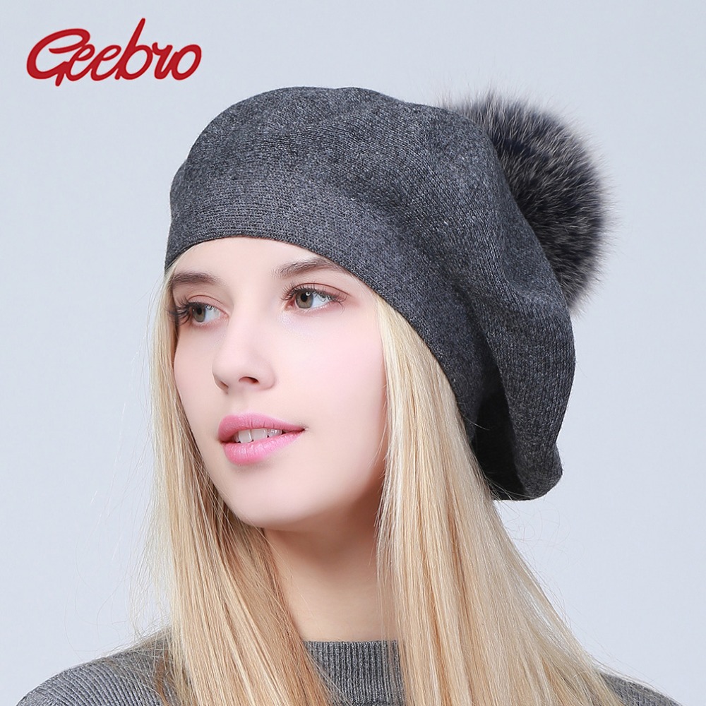Beret French Wool - Geebro 여성용 베레모 모자 겨울 캐주얼