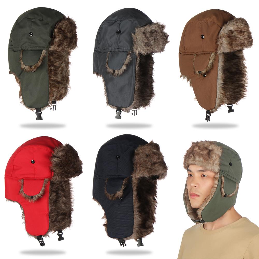 Trapper Hat Ear Flap - 따뜻한 겨울 털 귀덮개 스키 모자