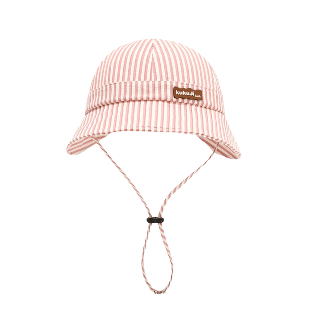 Sun Hat Wide Brim - 새로운 스트라이프 아기 버킷햇 조절 가능