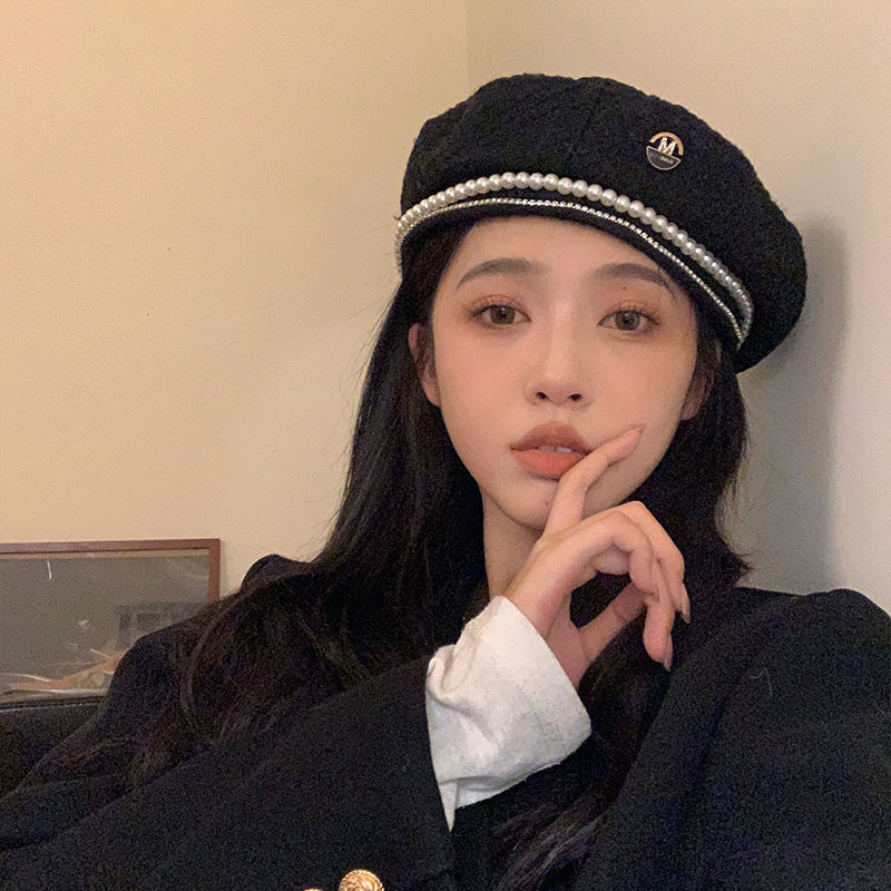 W102 겨울 베레모, 체인, 진주, 햅번 스타일 모자 - Beret French Wool 리뷰 및 가격