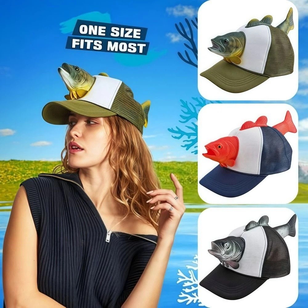 재미있는 3D 물고기 동물 트럭 운전사 모자, 조절 가 - Trucker Cap Mesh 리뷰 및 가격
