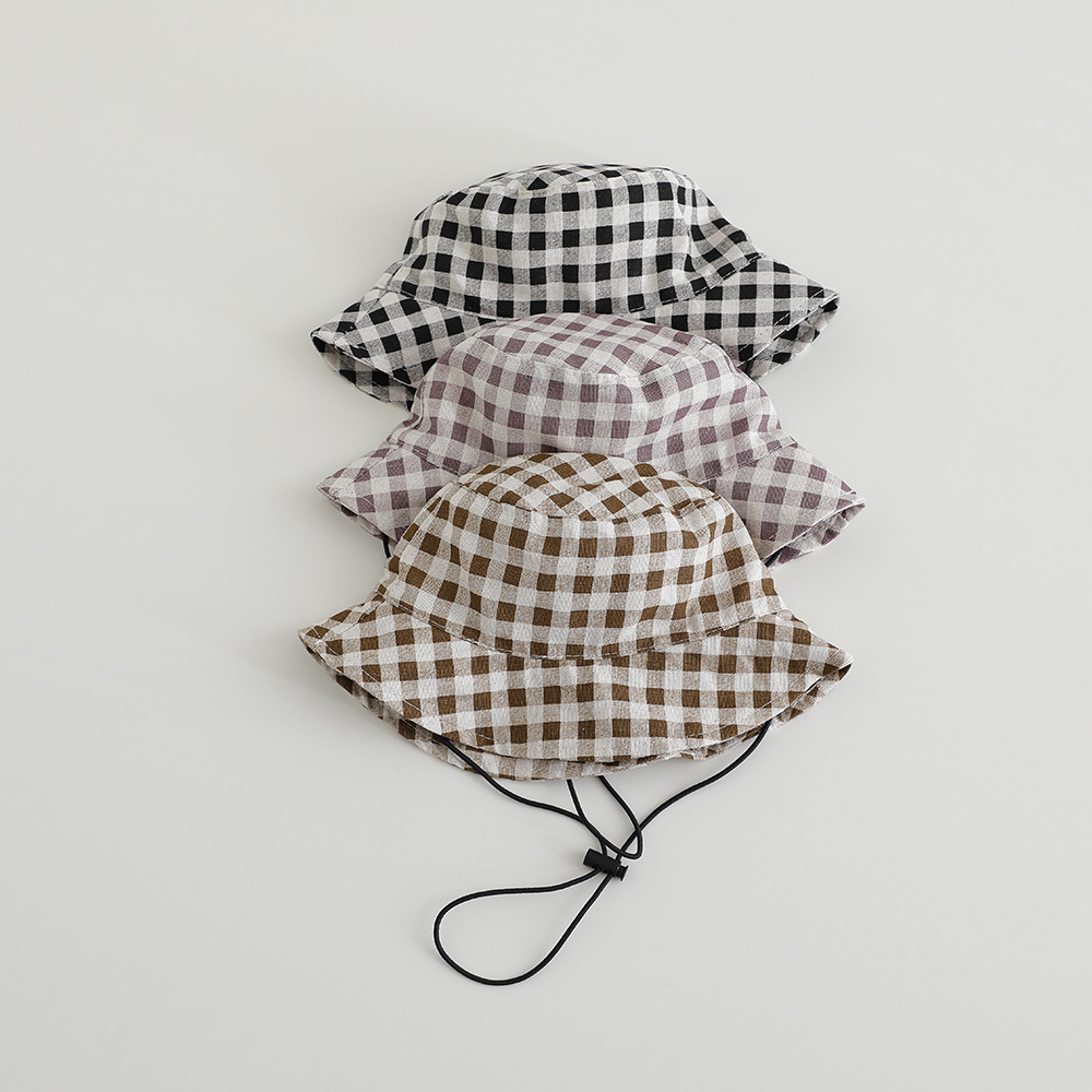 넓은 챙 가을 햇빛 가리개 모자 아기 체크 무늬 어부  - Bucket Hat Cotton 리뷰 및 가격