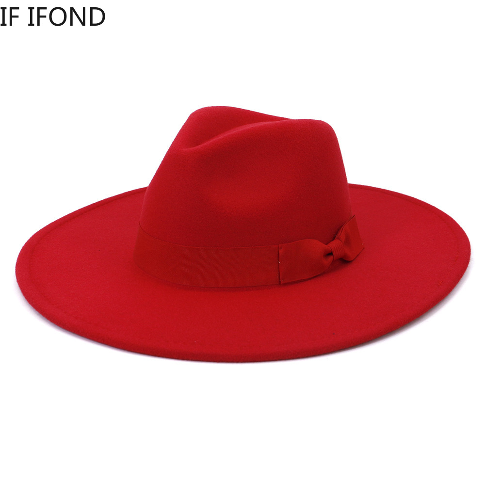 큰 와이드 브림 여성 모자 2021 겨울 가을 숙녀 우 - Fedora Hat Wool 리뷰 및 가격