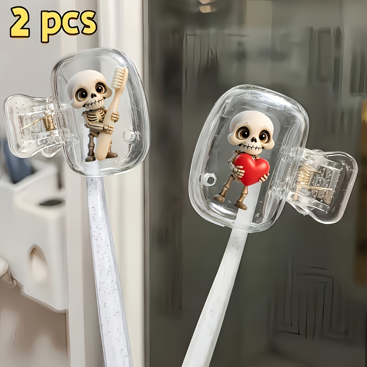 2pcs 해골 모양 휴대용 칫솔 홀더 케이스 칫솔 캡  - Skull Cap Helmet Liner 리뷰 및 가격