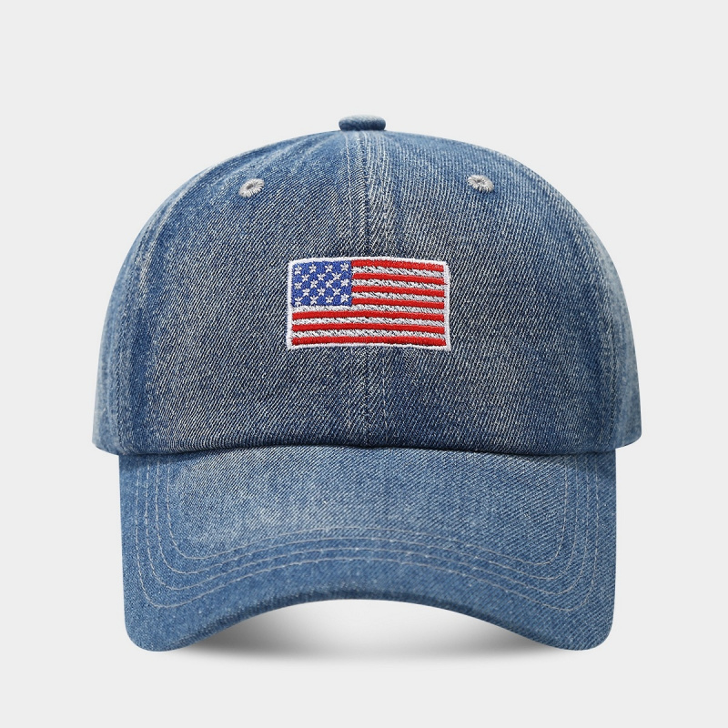 빈티지 워싱 데님 야구 모자 미국 국기 자수 조절 가능 - Dad Hat Cotton 리뷰 및 가격