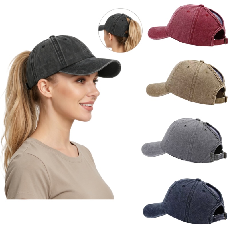 세탁된 면 소재 조절 가능한 포니테일 야구 모자 클래식 - Golf Cap Dad 리뷰 및 가격