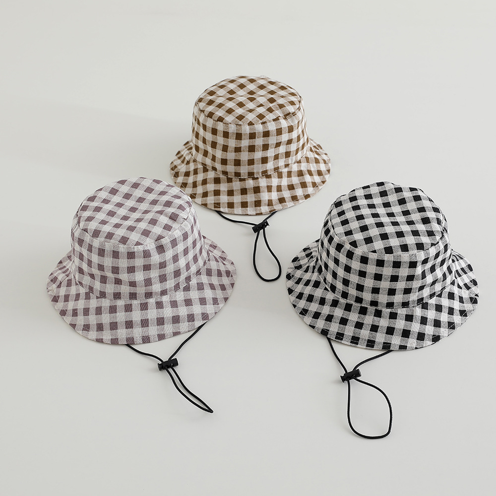 넓은 챙 가을 햇빛 가리개 모자 아기 체크 무늬 어부  - Bucket Hat Cotton 리뷰 및 가격