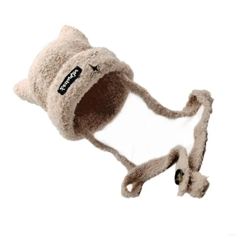 L93F 여성용 수제 니트 이어 트래퍼 모자 손으로 짠 - Winter Trapper Hat 리뷰 및 가격