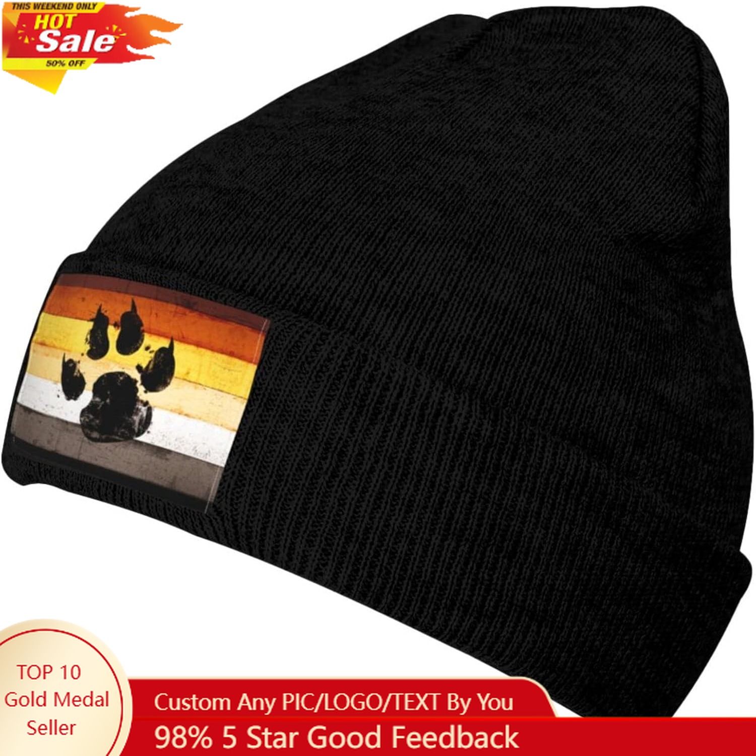 게이 플래그 베어 파우 LGBT 니트 비니 겨울 모자  - Beanie Cuffed Knit 리뷰 및 가격