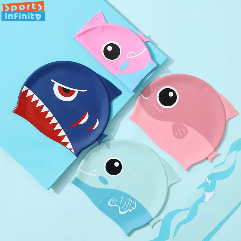어린이를위한 만화 귀여운 물고기 상어 실리콘 수영 모자 - Swim Hat Silicone 리뷰 및 가격