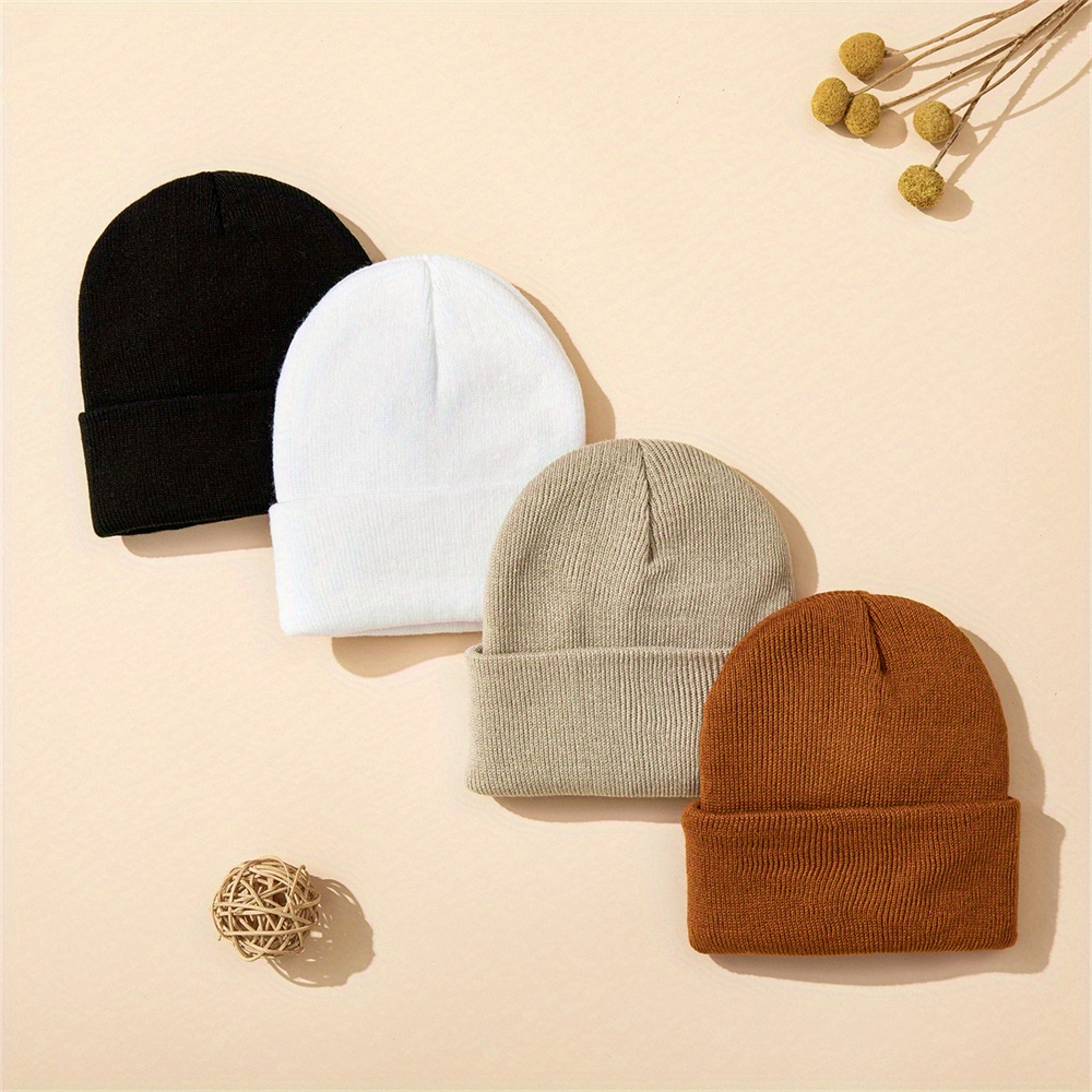 4pcs 아기 모자 니트 커프 비니 소년과 소녀 겨울  - Beanie Cuffed Knit 리뷰 및 가격